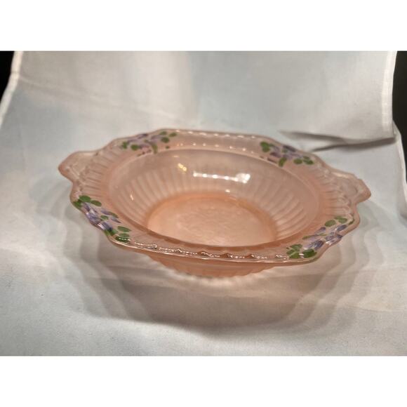 Vintage Pink Satin Glass with Hand Painting - Picture 3 of 12